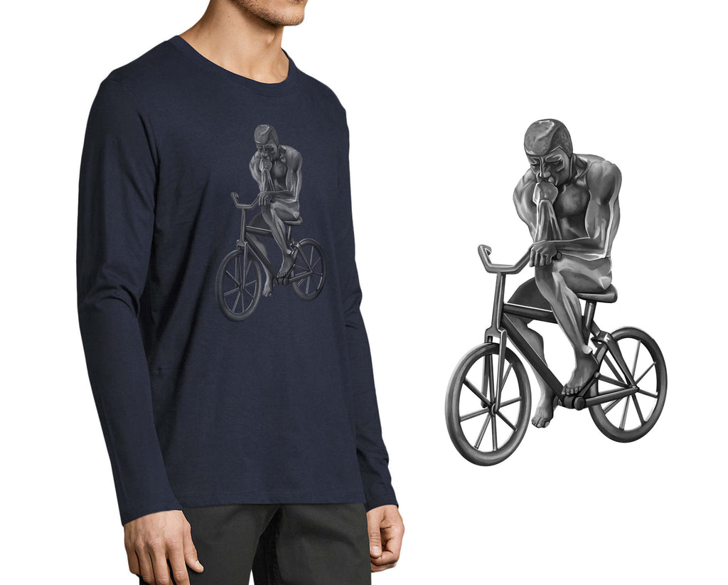 SCULPTURE OF THE THINKER ON HIS BIKE | LONG SLEEVE