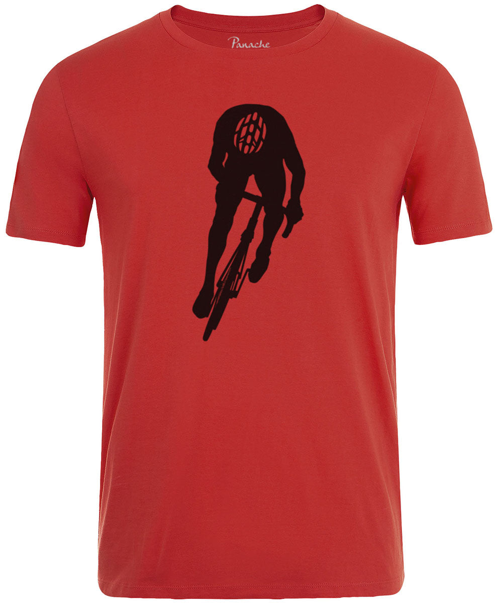 Silhouette of Cyclist’s Sprint Position Men's Cycling T-shirt Red