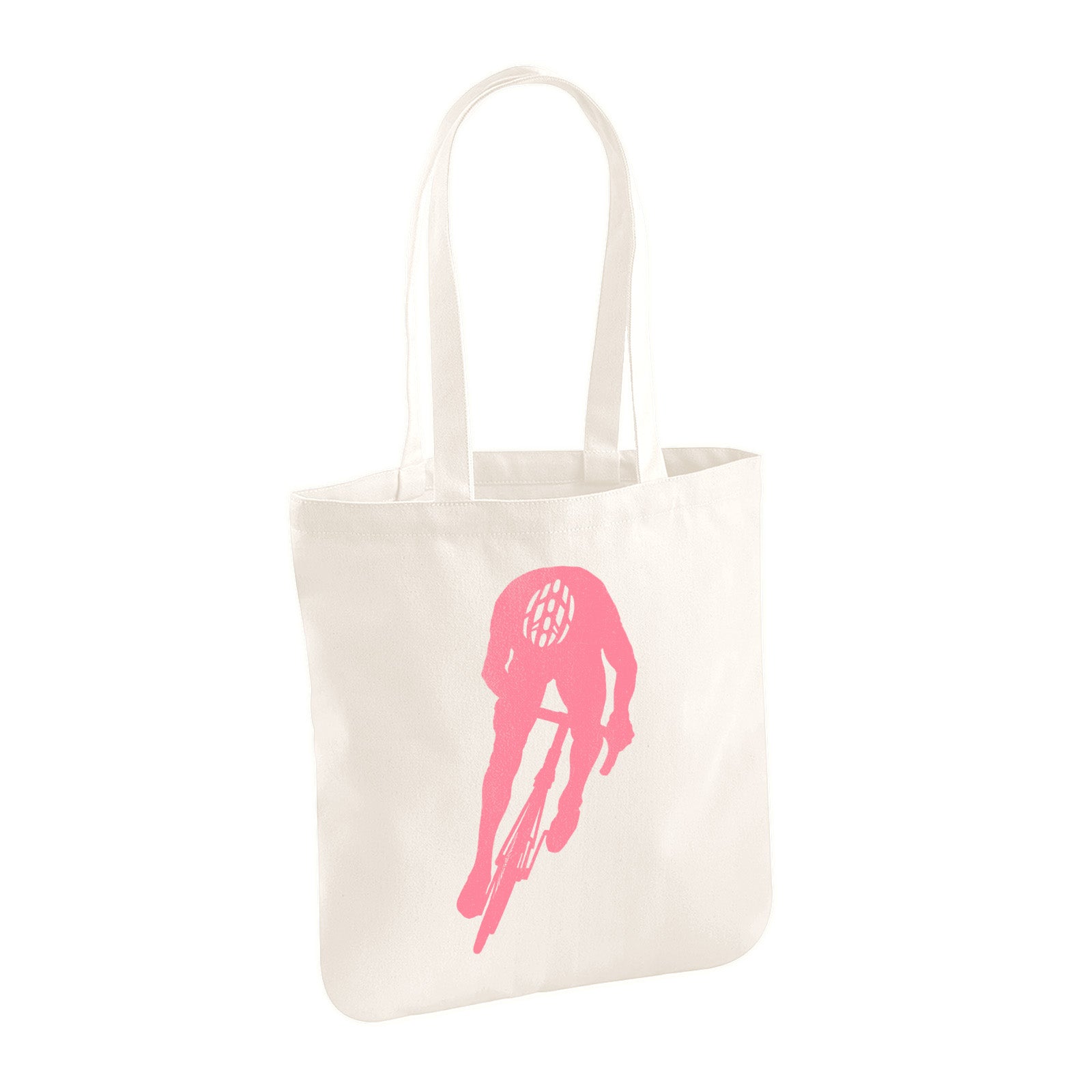 Pink Silhouette of Cyclist 100% Organic Cotton Tote