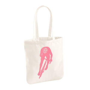 Pink Silhouette of Cyclist 100% Organic Cotton Tote