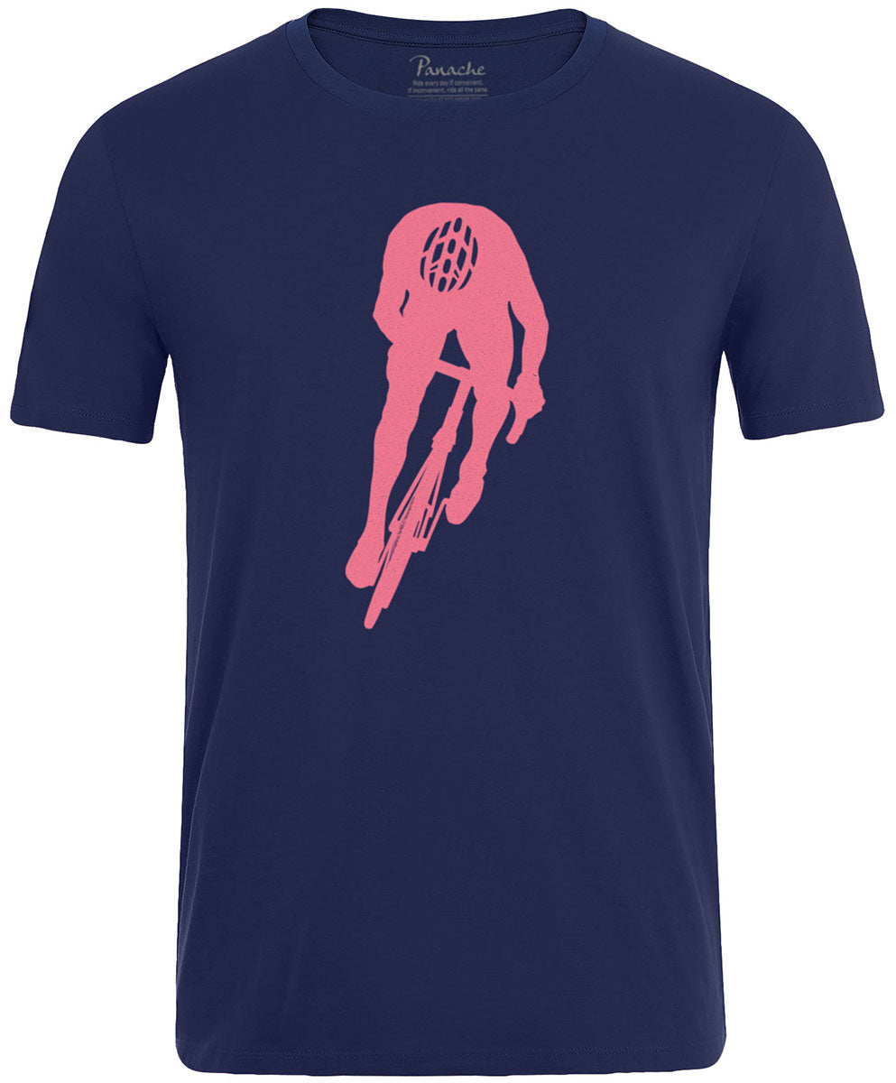 Silhouette of Cyclist’s Sprint Position Men's Cycling T-shirt Navy