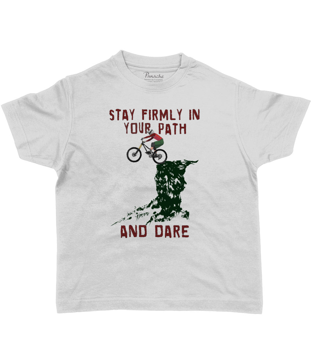 Stay Firmly in Your Path and Dare Kids Cycling T-shirt Grey