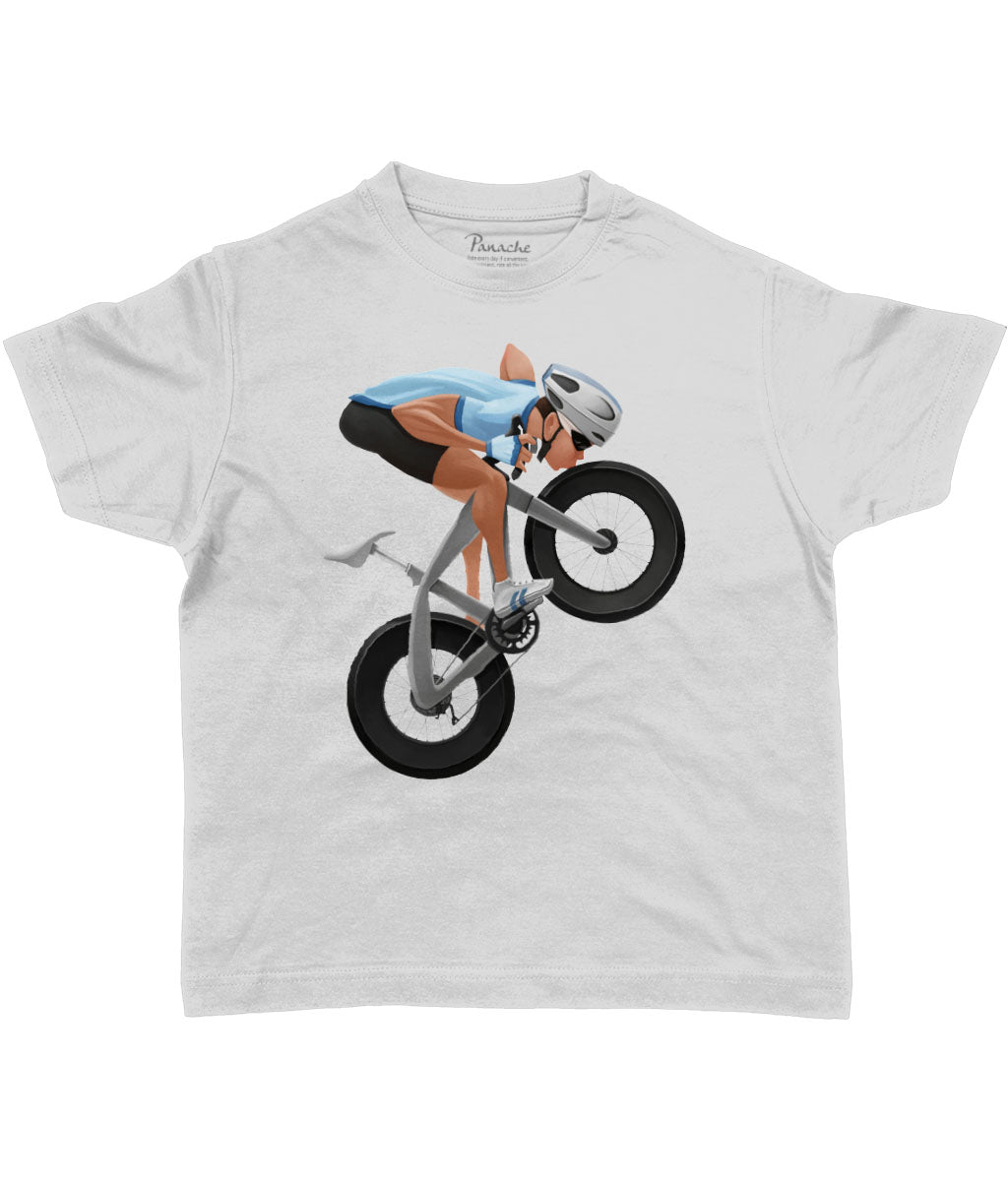 Cyclist Kissing his Bicycle Kids Cycling T-shirt Grey