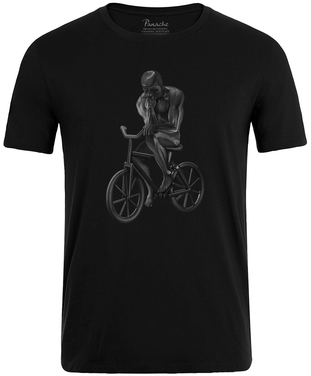 The Thinker Riding His Bicycle Men's Cycling T-shirt Black