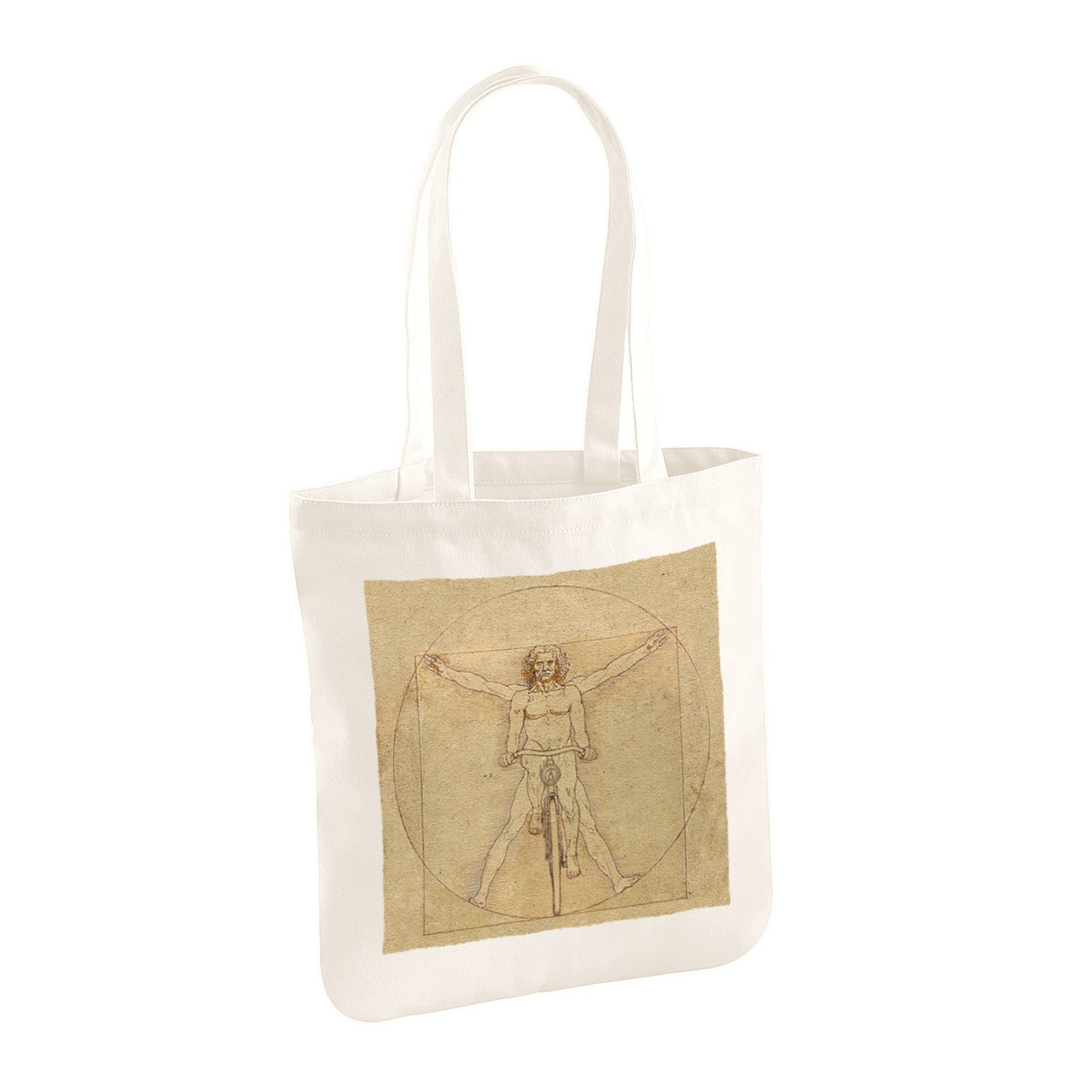 Vitruvian Man Riding Bicycle 100% Organic Cotton Tote