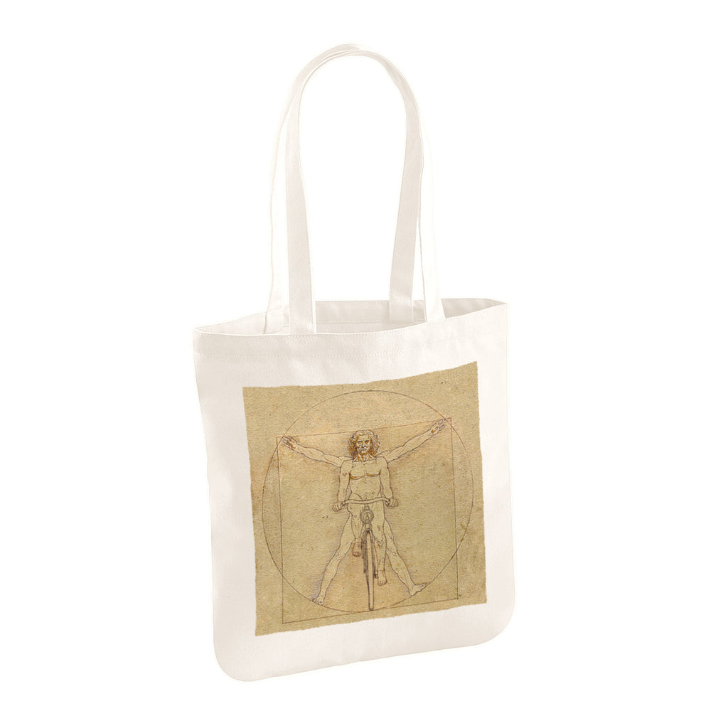 Vitruvian Man Riding Bicycle 100% Organic Cotton Tote